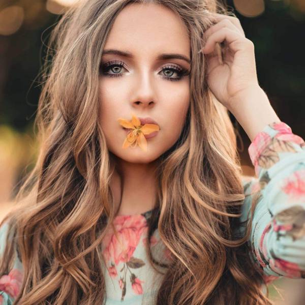 Woman posing after haircut